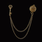 Vintage Double Chain Tassel Brooch — Lapel Pin Suit Badge