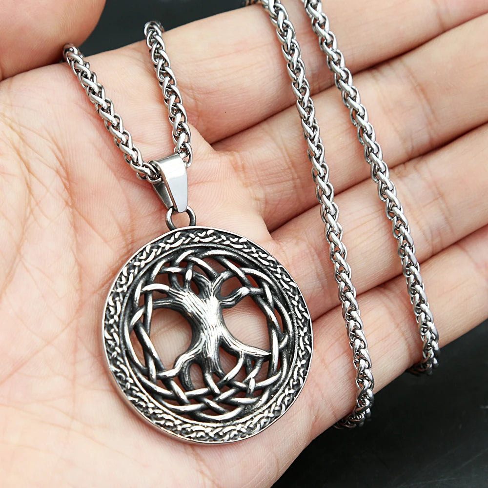 Viking Tree of Life Pendant — Stainless Steel