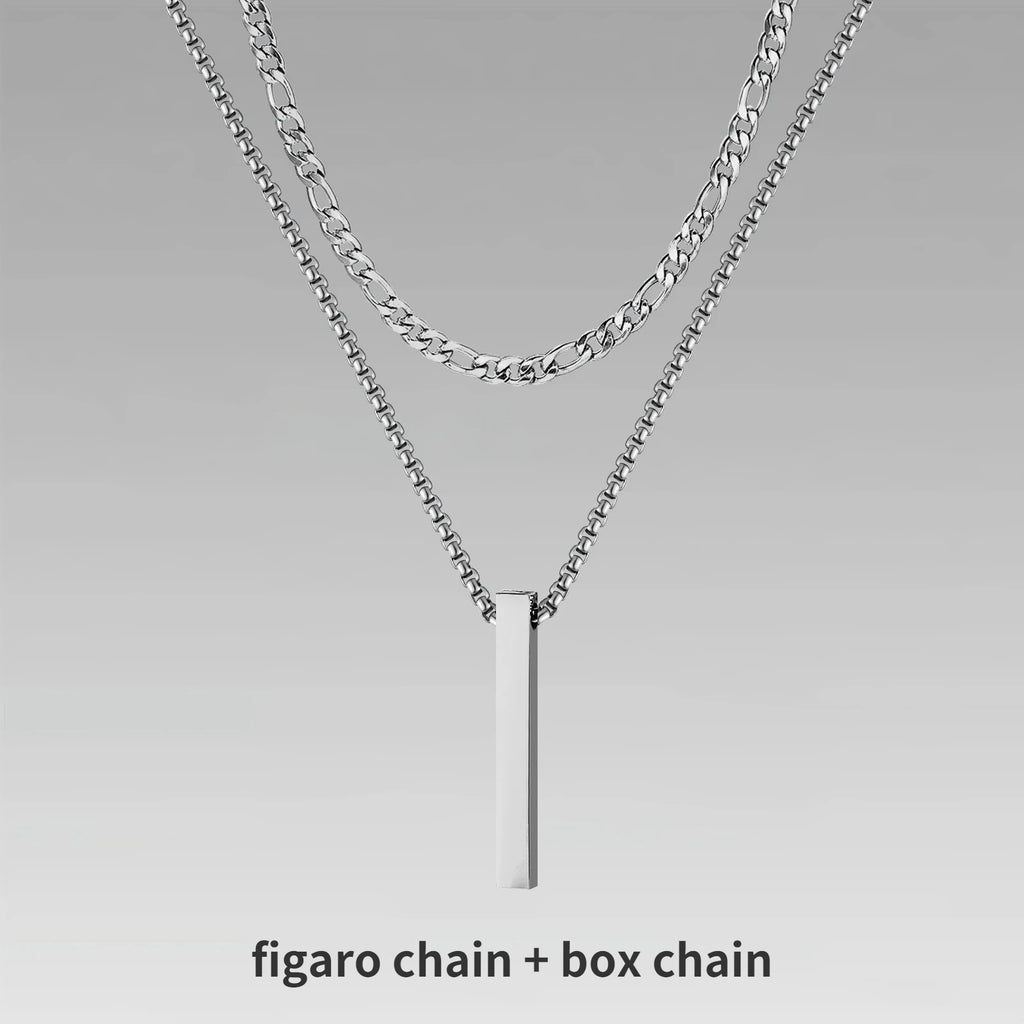 Vertical Bar Rope Cuban Chain Pendant — SS