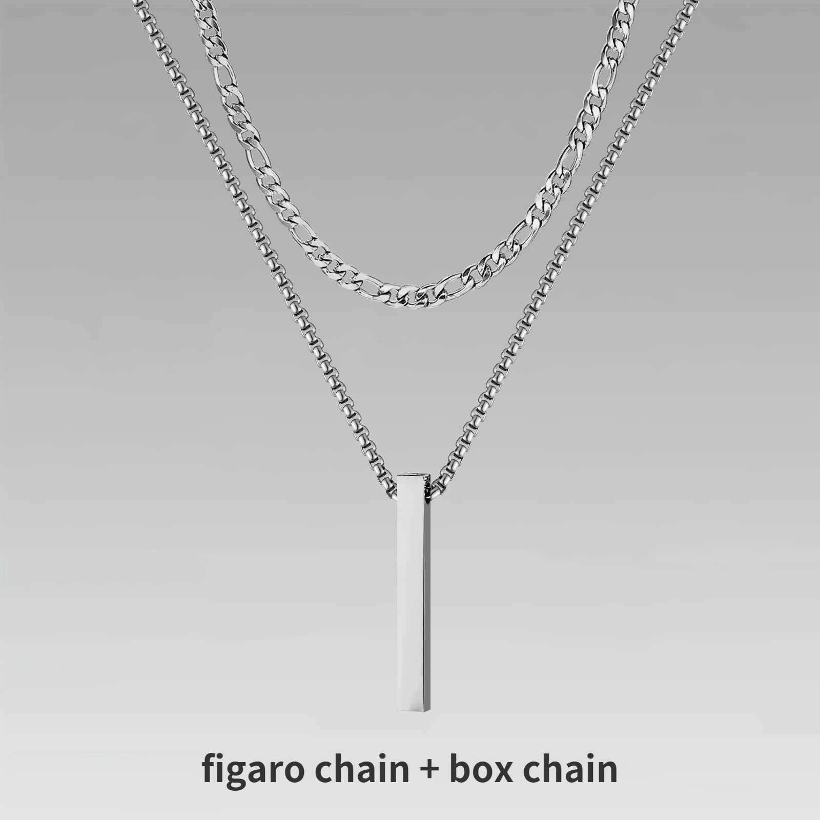 Vertical Bar Rope Cuban Chain Pendant — SS