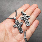Cross Jesus Pendant Necklace — Stainless Steel