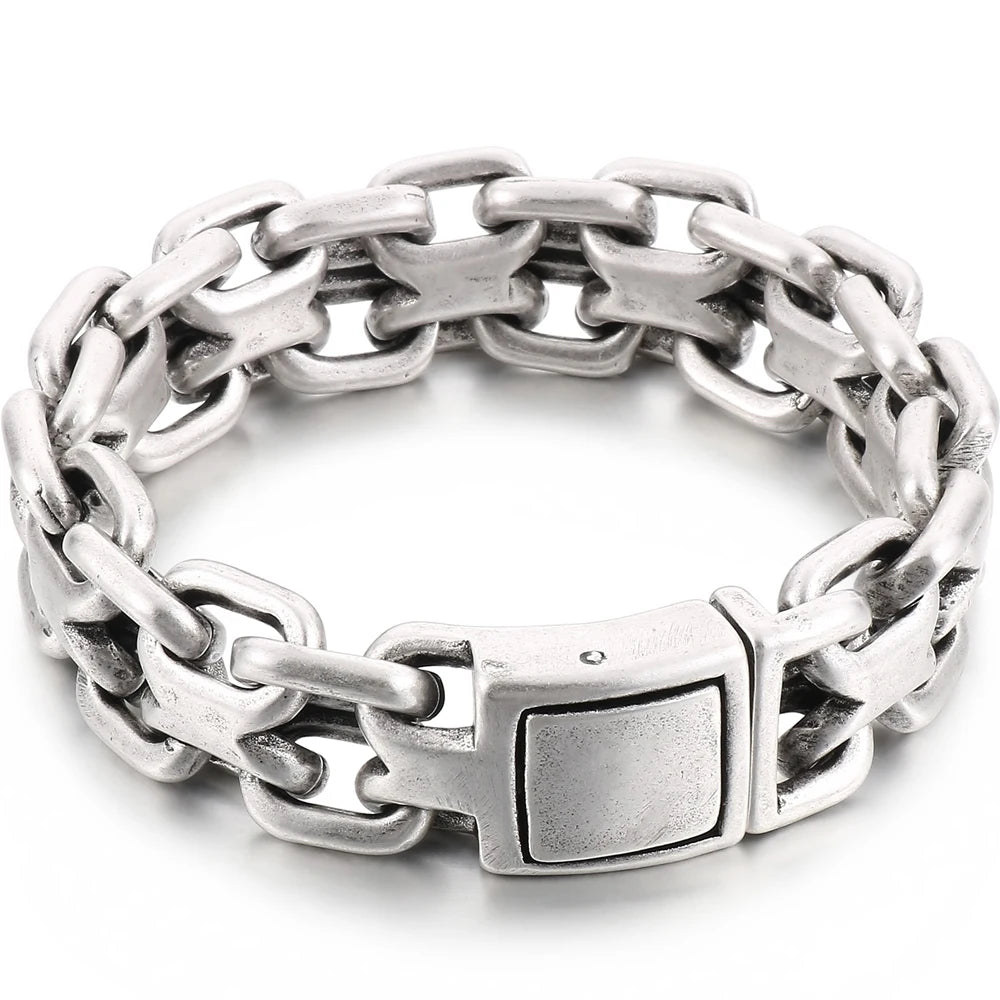 Chunky 23.5CM Chain Man Bracelet for Men On Hand Jewelry Polished Matte Stainless Steel Men's Bracelets Best Gifts for