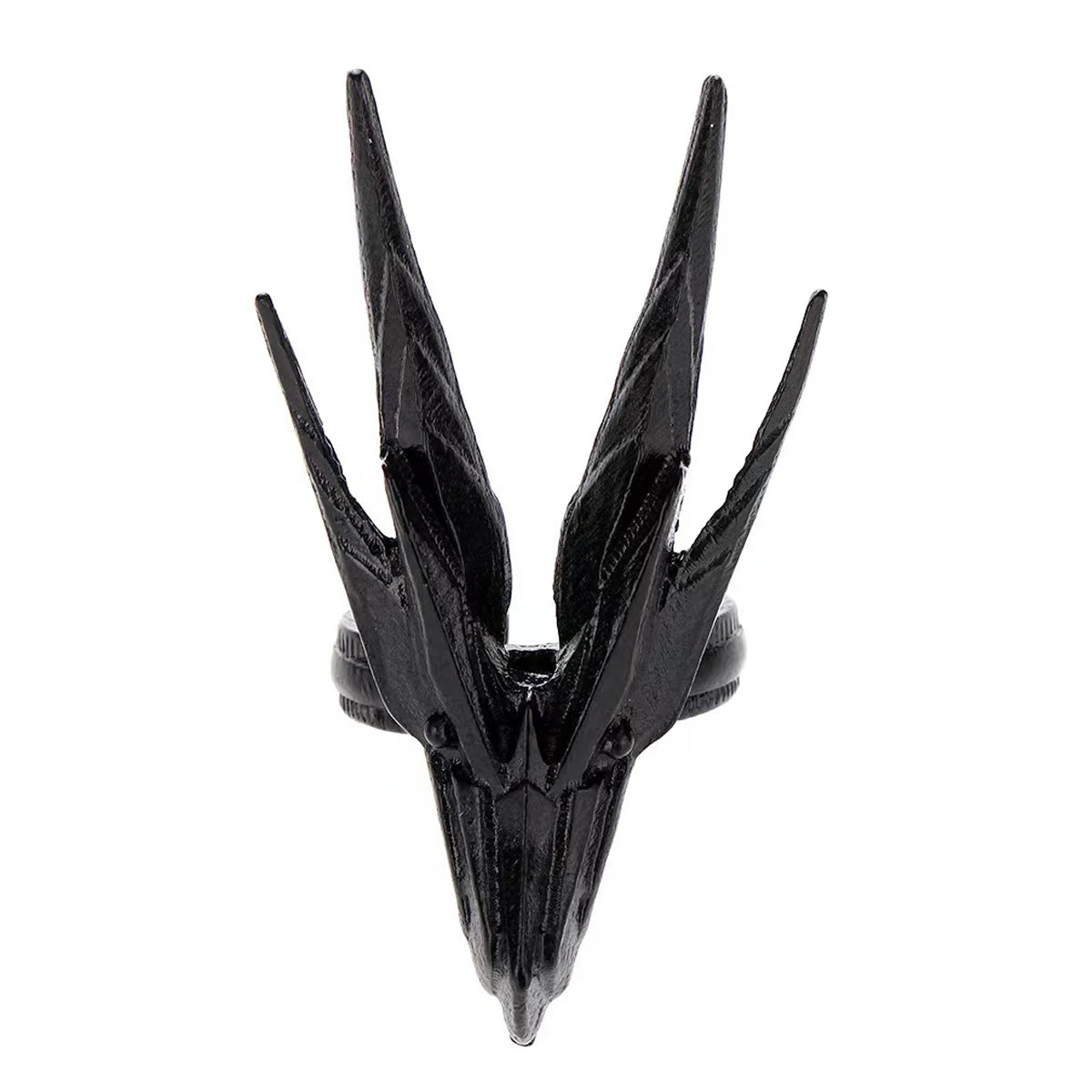 1 PCS Dark Black Retro Hollowed Out Alloy Black Dragon Head Open Ring For Men's Halloween Party Ring