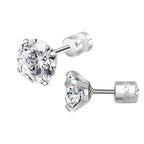 1 Pair 3-8mm Classic Round/Flat Back Screw Stud Earrings for Women/Men Stainless Steel  Shiny Zircon Crystal Piercing Jewelry