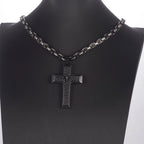Bible Cross Pendant Necklace Byzantine Chain — Stainless Steel