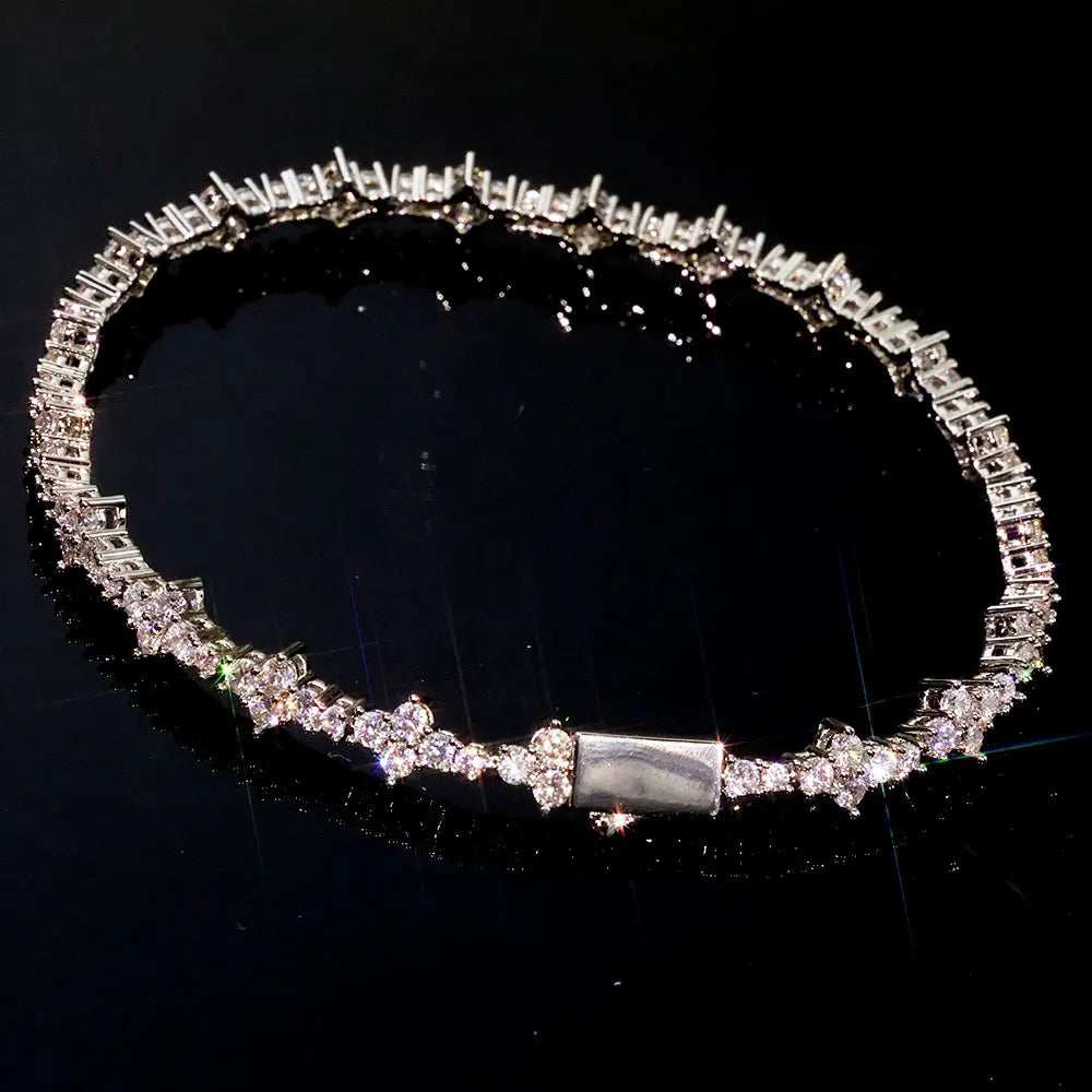 Iced Out Cross Tennis Bracelet Stainless Steel