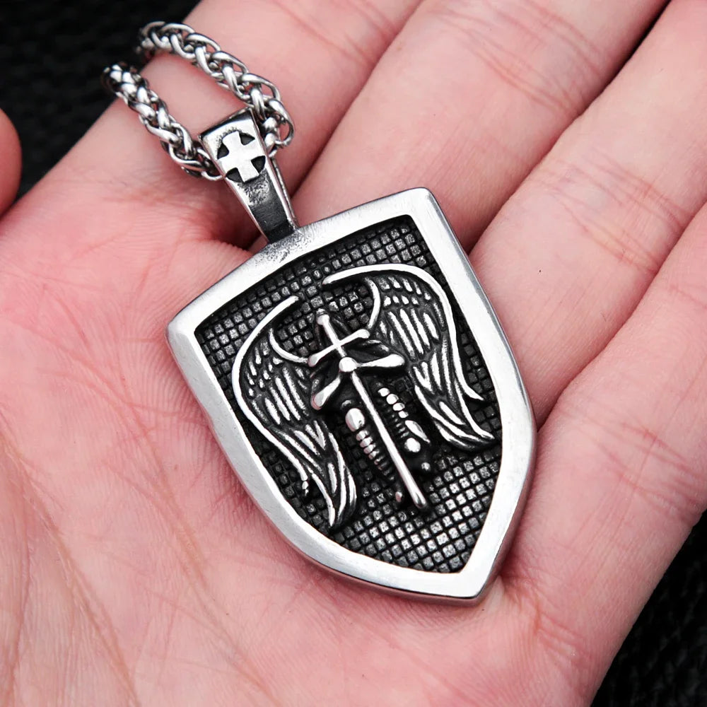 Archangel Michael Pendant — 316L Stainless Steel