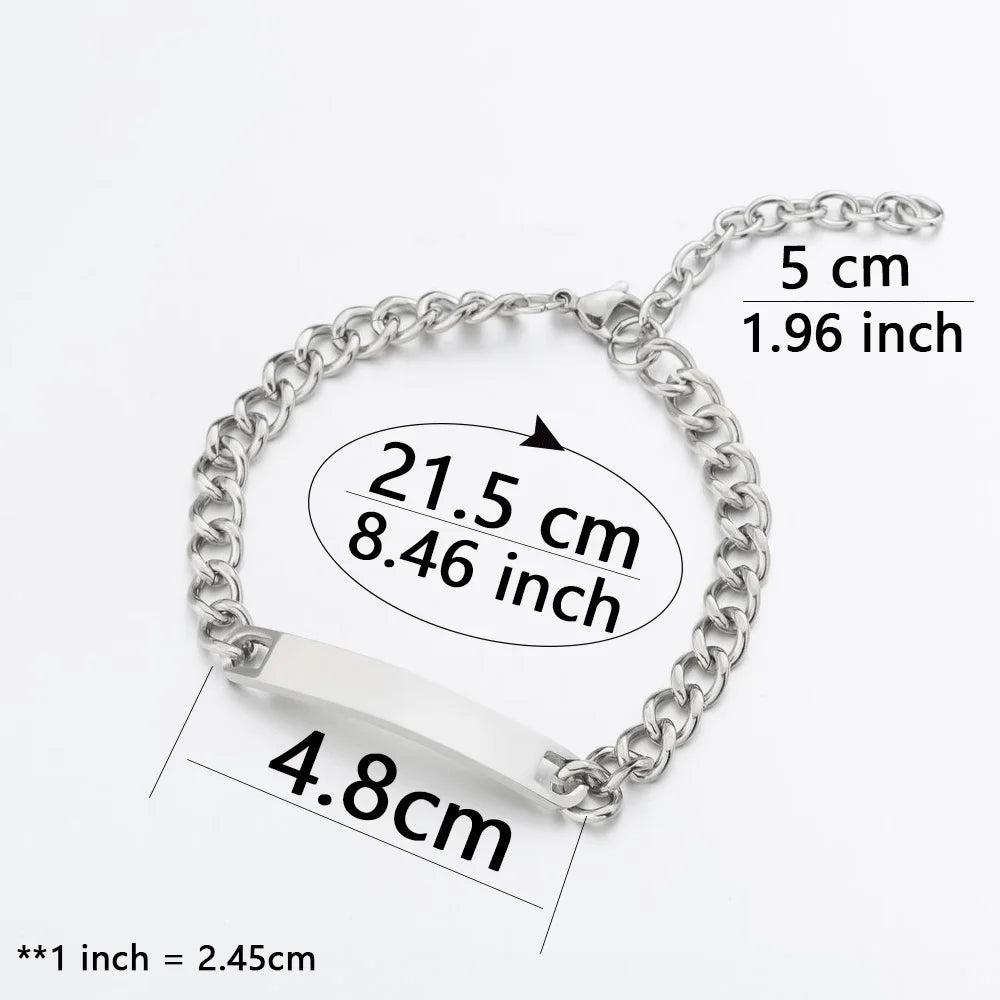 1pcs Steel Color Link Blank Jewerly Women Stainless Steel For Men Charm ID Bangle Lovers Couple Gift Jewelry Wholesale