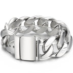 Men Bracelet for Man In Brushed Stainless Steel Luxury Gold Color 25MM Curb Link Chain Men's Bracelets On Hand Bands