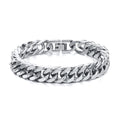 Men's Chunky 8/10/12/15MM Stainless Steel Cuban Chain Bracelets,Never Fade Silver Color Metal Hip Hop Male Wristband Pulseira