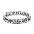 Men's Chunky 8/10/12/15MM Stainless Steel Cuban Chain Bracelets,Never Fade Silver Color Metal Hip Hop Male Wristband Pulseira