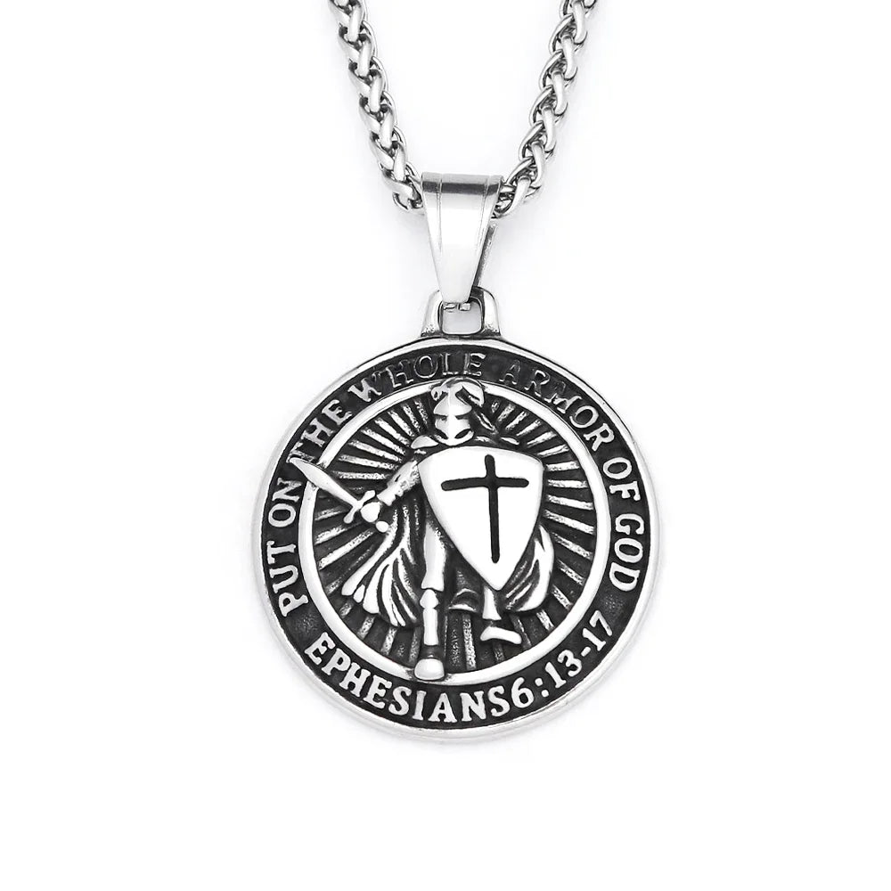 Templar Cross Steel Pendant Vintage Sword Knight