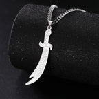 Stainless Steel Sword Necklace for Men Women Islamic Arabic Zulfiqar Sword Pendant Necklaces Muslim Jewelry Talisman