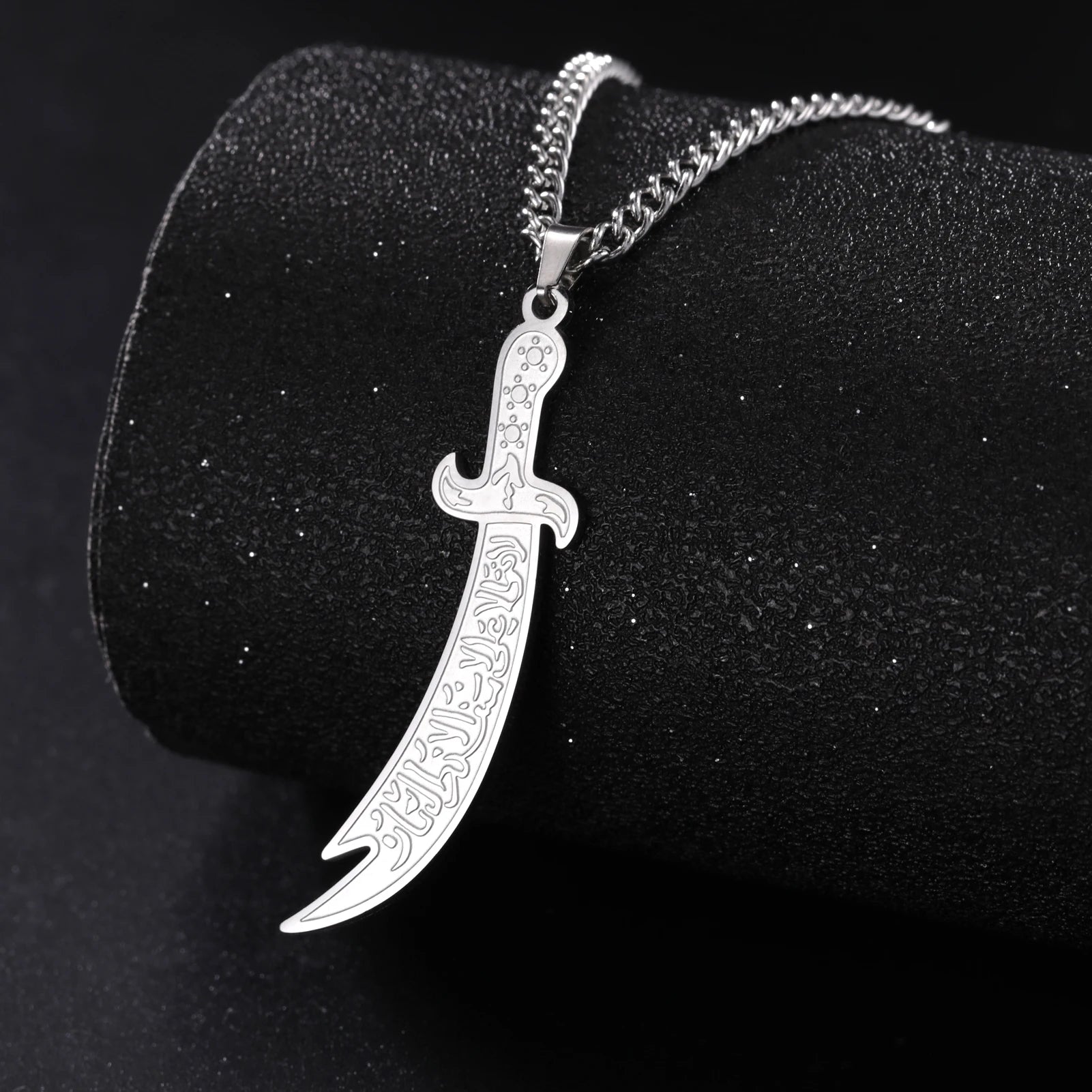 Stainless Steel Sword Necklace for Men Women Islamic Arabic Zulfiqar Sword Pendant Necklaces Muslim Jewelry Talisman
