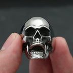 Punk Skull Ring With Movable Jaw — Stainless Steel