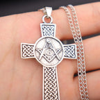 New Celtic Cross & AG Masonic Logo Pendant Necklace for Men Fashion Charm Pendant Religious Party Jewelry Accessories