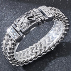 Cool Punk Chinese Loong Dragon Head Bracelet for Man 16MM Width Double Layer Square Franco Chain Bracelets Men's Male