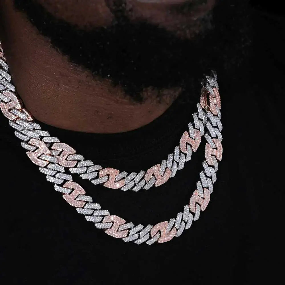 Iced Out Cuban Chain Necklace Stainless Steel 15MM