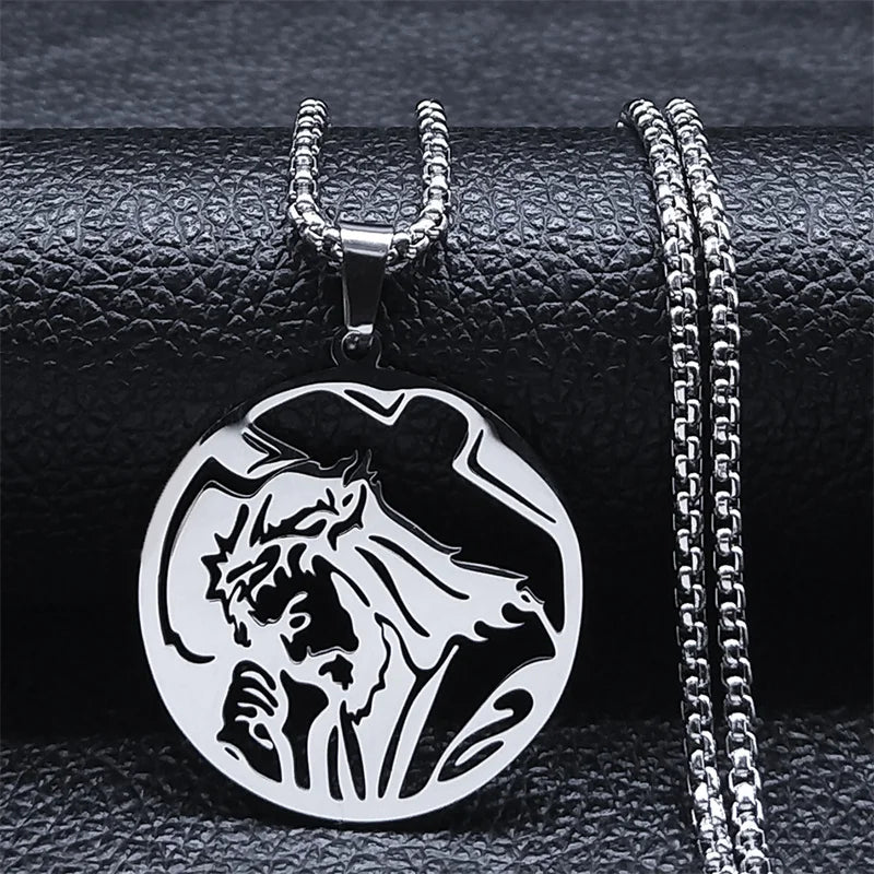 Christ Jesus Cutout Pendant Necklace — Stainless Steel Box Chain