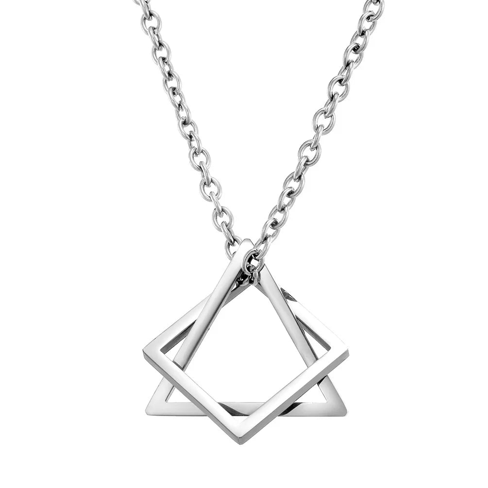 Geometric Statement Pendant Necklace Silver