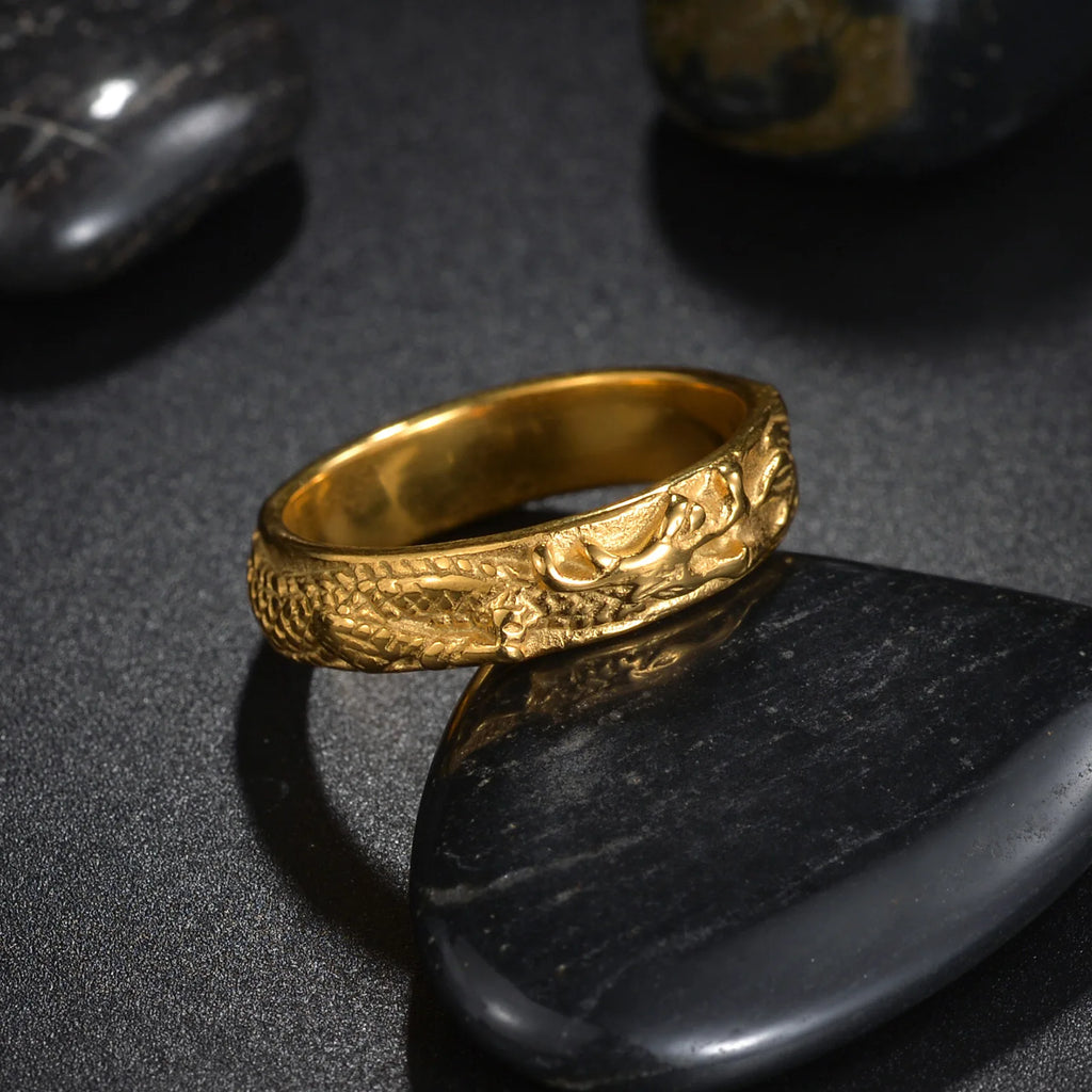 Vintage Irregular Animal Dragon Stainless Steel Women Men Rings Trendy Finger Rings Y2K Accessories Fashion Punk Jewelry