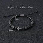 Cross Beaded Bracelet for Men and Women — Stainless Steel