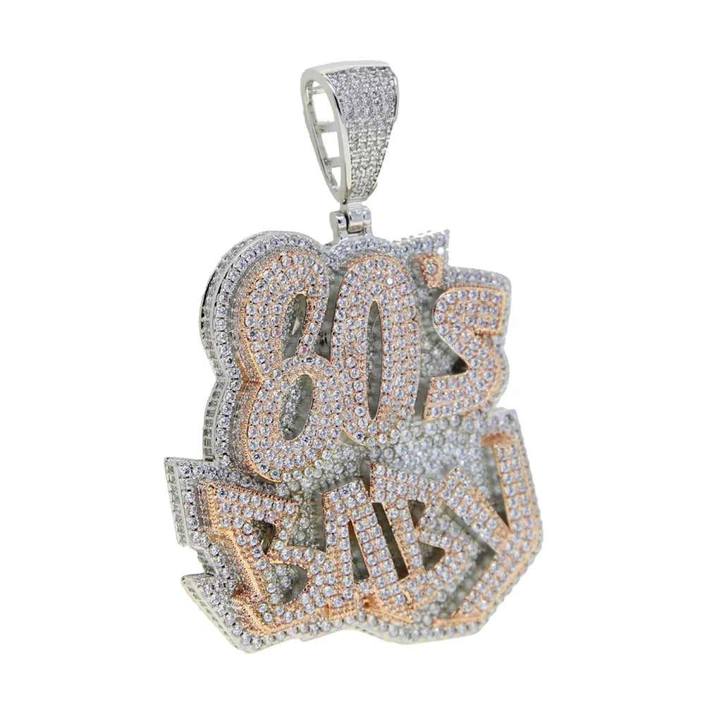 New Iced Out Bling CZ Letter Cross Pendant Necklace Various Design 5A Zircon Two Tone Color Badge Charm Men's Hip Hop