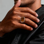 Minimal Square Stone Ring — Stainless Steel