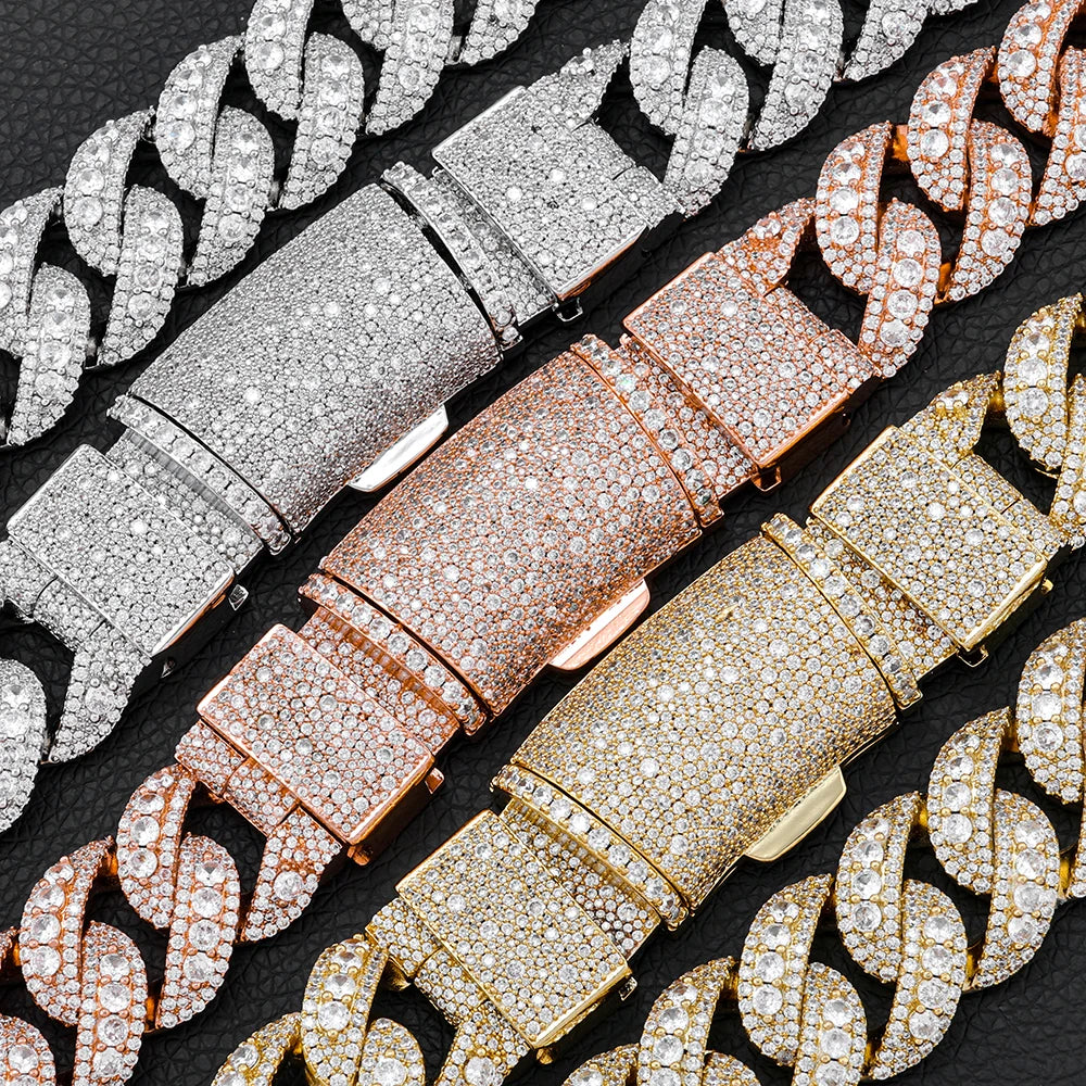 Iced Out Cuban Chain Necklace Stainless Steel