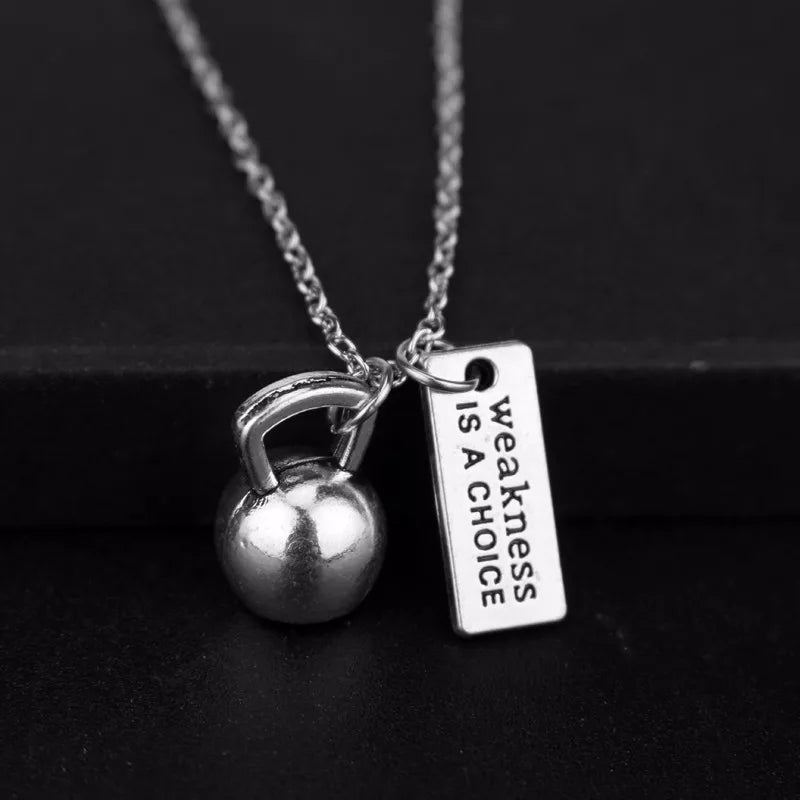 Dumbbell Barbell Letter Pendant — Stainless Steel