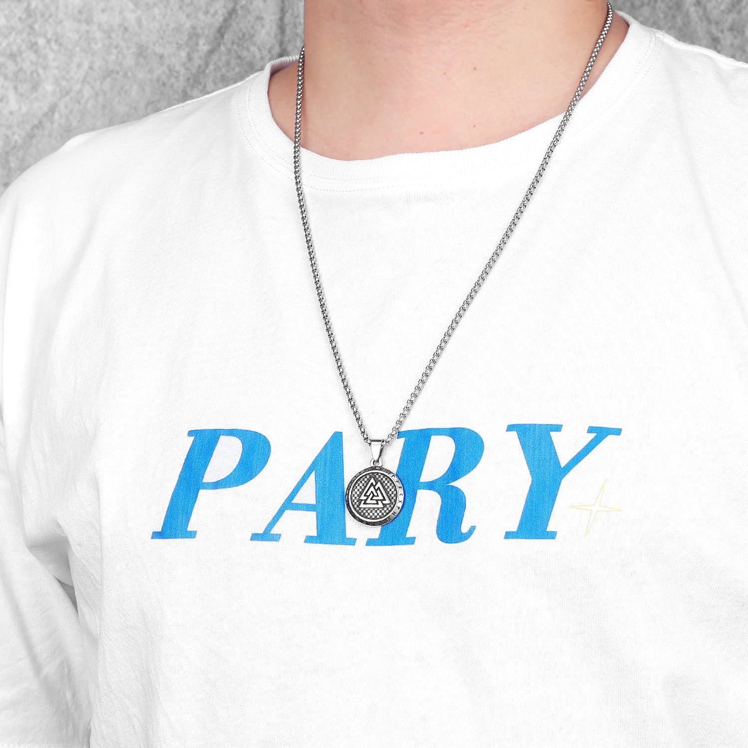 Viking Runes Men Necklaces With Pendant Stainless Steel Jewelry For Male Women Odin Triangle Punk Accessories Gifts Wholesale