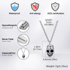 Retro Punk Stainless Steel Skull Necklace for Men,Rock Small Personality Pendant Necklace,Halloween Jewelry