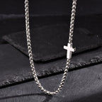 Cross Box Chain Pendant Necklace — Stainless Steel