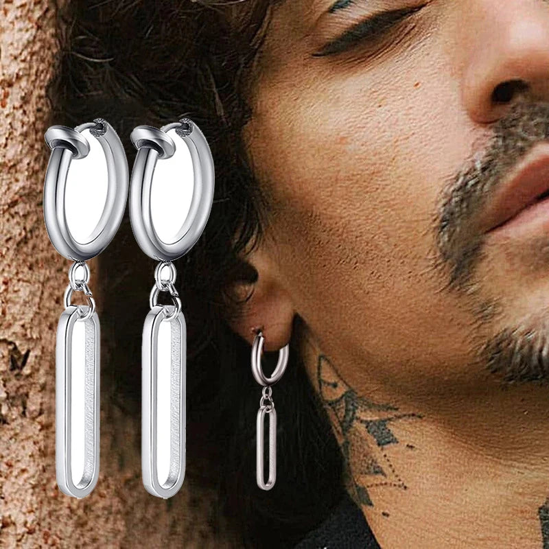 Fashion Stainless Steel Blade Earrings Vintage Razor Hollow Drop Earrings Women Men Punk Jewelry Hip Hop Street Dangle