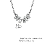 Stylish Luxury Zircon Round Ring Pendant Necklace, High Quality Waterproof Stainless Steel Necklace for Men, Fashion