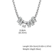 Stylish Luxury Zircon Round Ring Pendant Necklace, High Quality Waterproof Stainless Steel Necklace for Men, Fashion