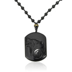 Obsidian Wolf Black Pendant Necklace