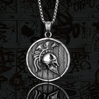 Spartan Shield Helmet Pendant Necklace — Retro, Stainless Steel
