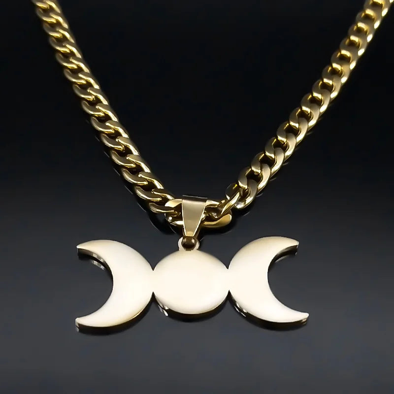 Celtic Moon Pendant Necklace — Stainless Steel