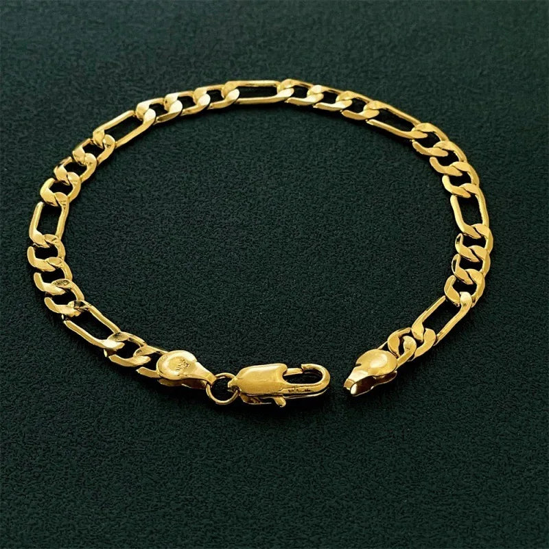 Gold-Tone Boss Chain Bracelet — 5-7mm Width, 20cm