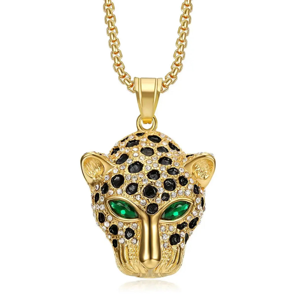 Vintage Leopard Head Pendant Necklace — Stainless Steel