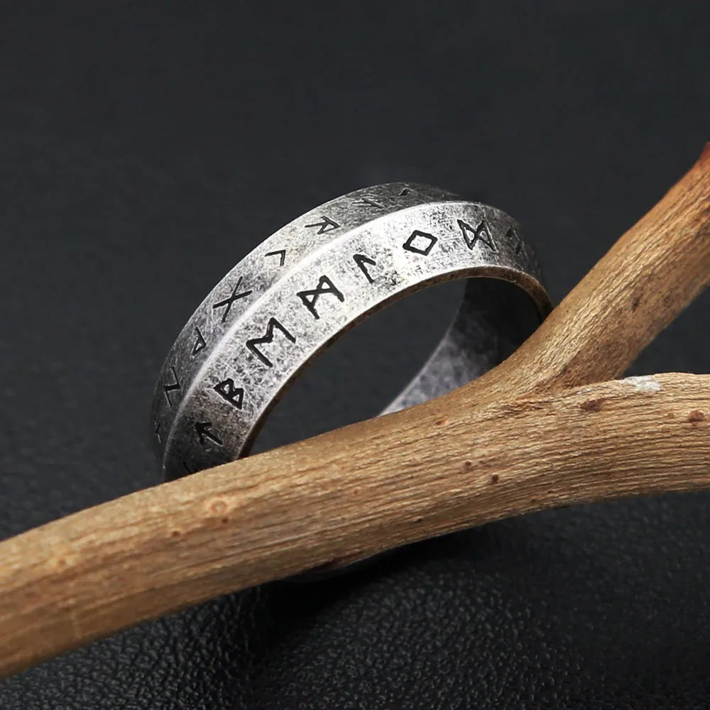 Vintage Viking Rune Ring Stainless Steel Nordic Amulet Unisex Biker Street Fashion Jewelry Daily Wear Party Gift Accessories