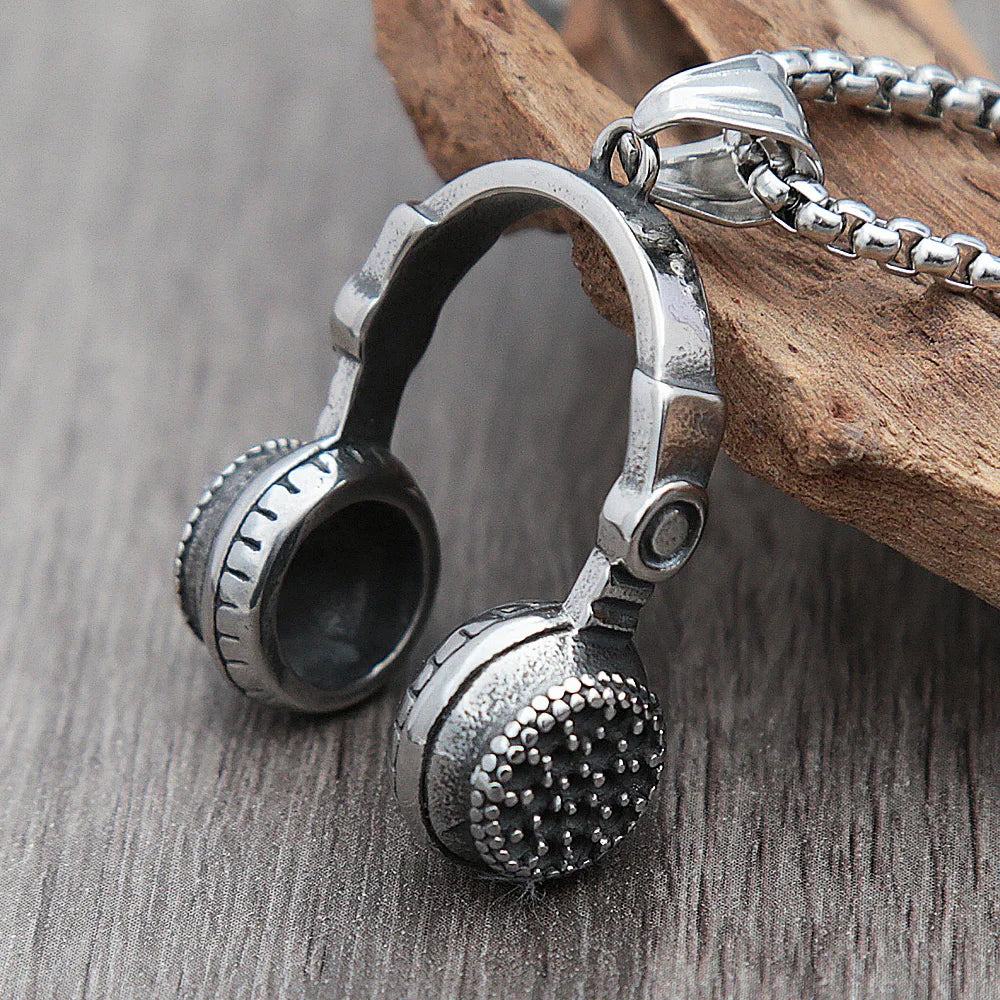 DJ Headphone Pendant — Stainless Steel