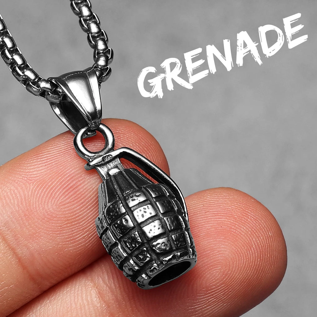 Grenade Stainless Steel Pendant Necklace