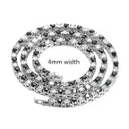 4/5mm 1 Row Black White Crystal Cz Stone Tennis Chain Hip Hop Choker Necklace Bling Iced Out Rock Jewelry For Men Women 18inch