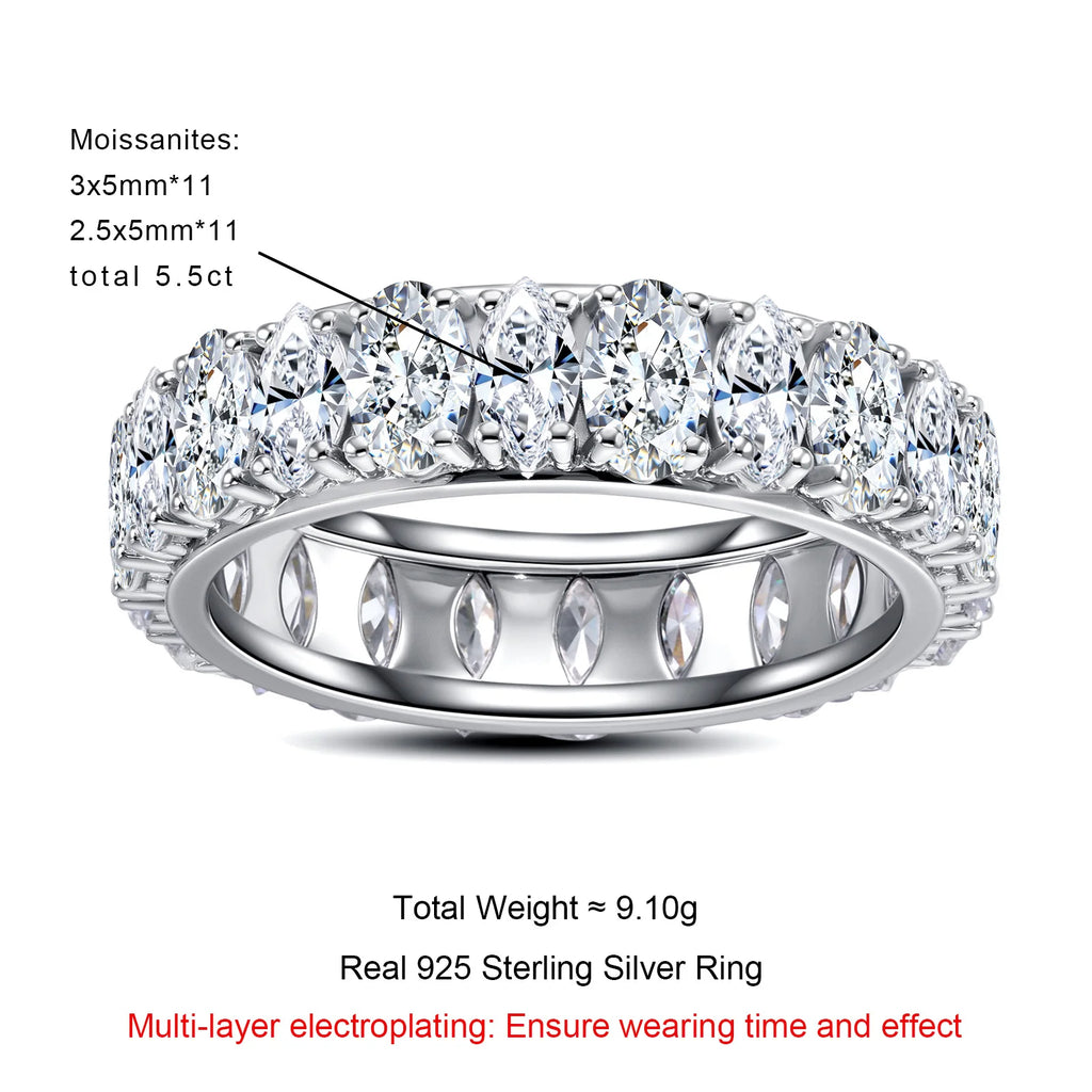 Iced Out Wedding Band Ring — 925 Silver