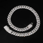 Iced Out Cuban Chain Necklace 14MM 3-Row Link Bubble