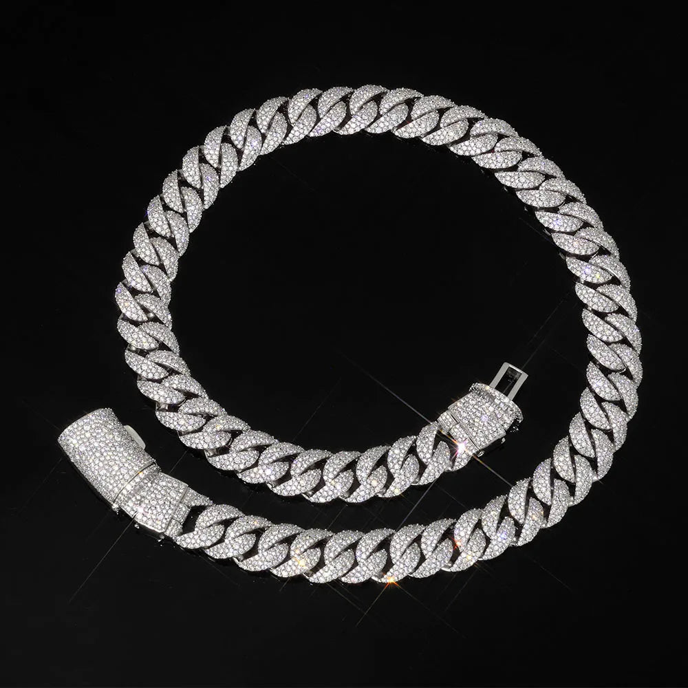 Iced Out Cuban Chain Necklace Stainless Steel 14MM
