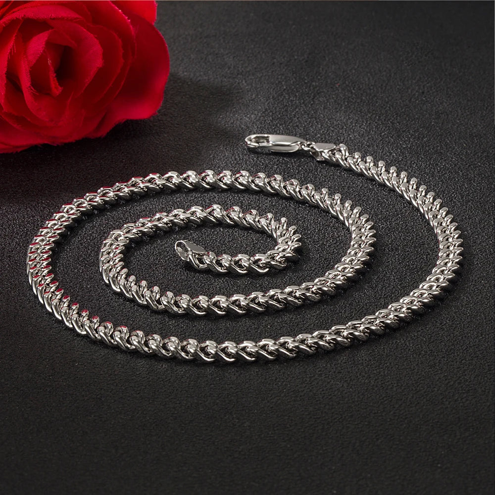 Original Simple Chain 6 mm 925 Sterling Silver Curb Cuban Chain Necklace For Men Male Neck Punk Birthday Party Jewelry