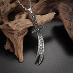 Stainless Steel Islamic Imam Ali Zulfiqar Sword Pendant Necklace Quran Pendant Shia Islamic Jewelry for Men and Women